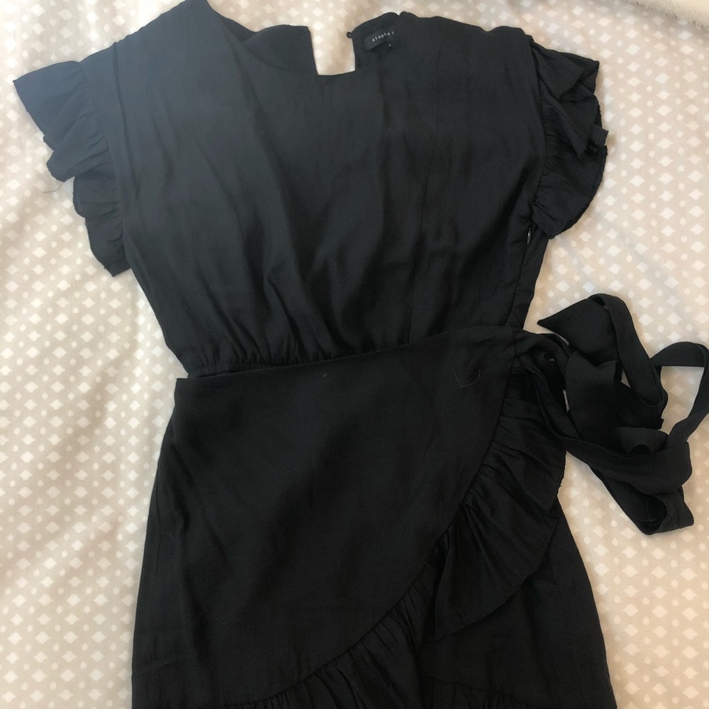 Black wrap tie dress